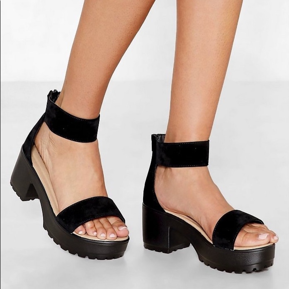 NWOT NastyGal Black Platform Sandals